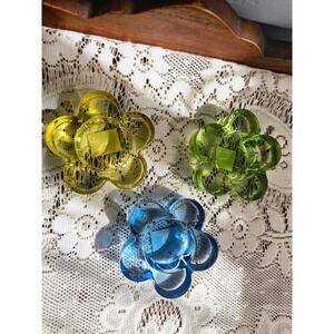 Y2K Glass Flower Candle Holders, Retro Colorful Tea Lights, 2000s Room Decor